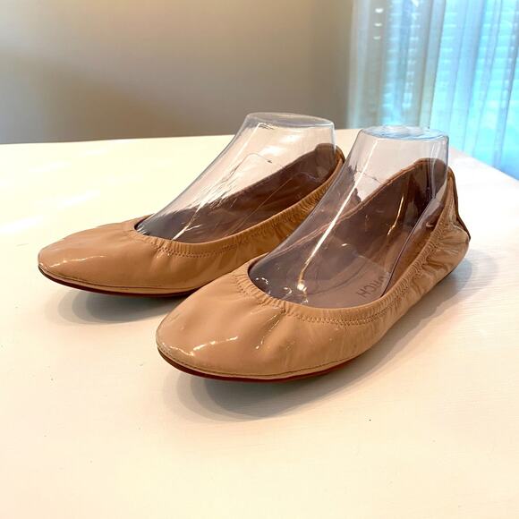 Tory Burch Logo Eddie Soft Patent Leather Ballet Flats Shoes US Size 8.5 - Picture 3 of 8